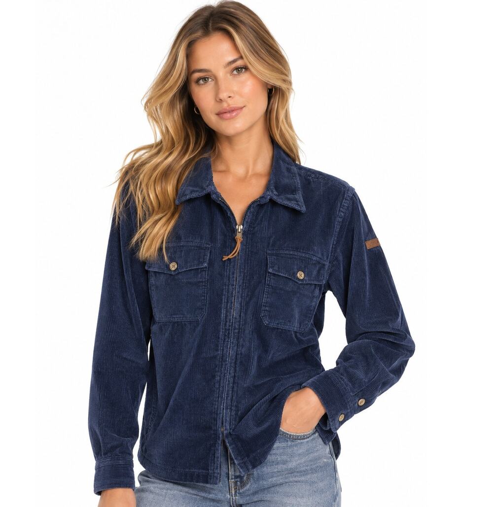Ralph Lauren Vintage Petite Navy Corduroy Western Shacket EUC Size P/M